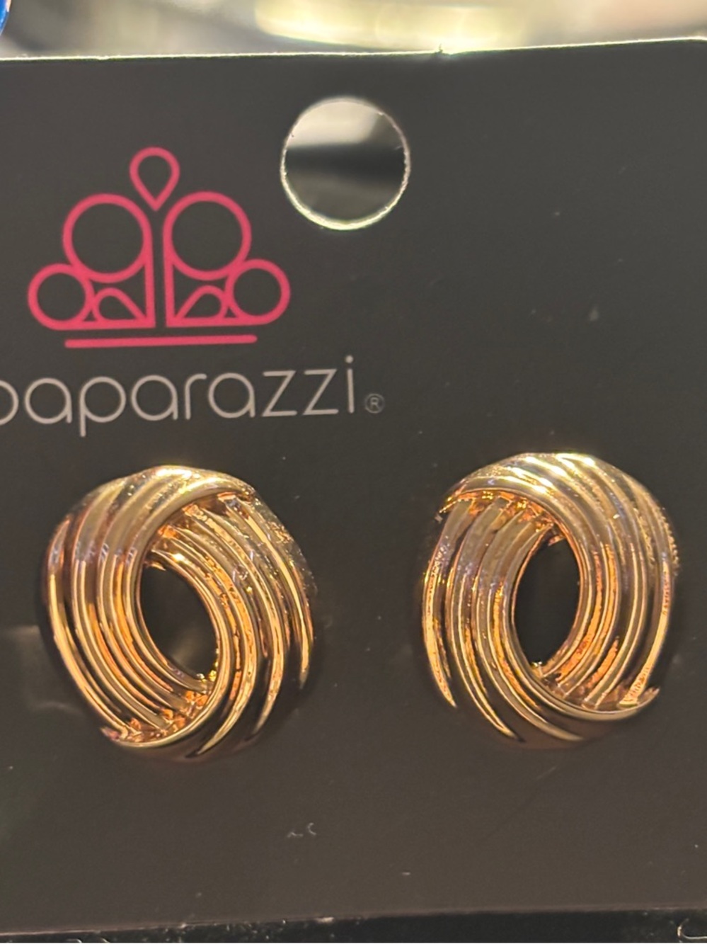 Paparazzi Shimmering Gold Loop Knot Stud Earrings